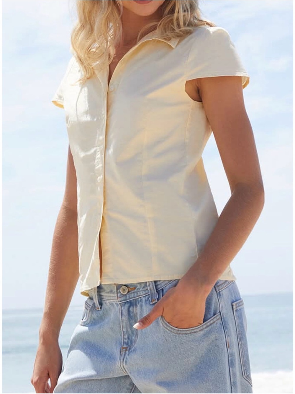 Brandy Melville Rue top in pastel yellow